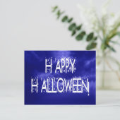 Nachtelijk blauw Happy Halloween-tekst Briefkaart (Staand voorkant)