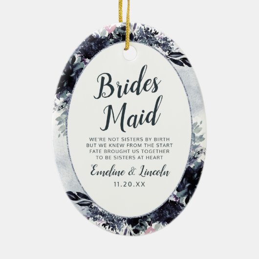 Nachtelijk Bloemen naar het bruidsmeisje Quote Keramisch Ornament (Achterkant)