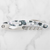 Nachtelijk Bloemen Navy Blauw Bruiloft Monogram Kurkentrekker (Voorkant)