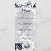 Nachtelijk Bloemen Navy Blauw Chic Waterverf Diner Menu (Voorkant)