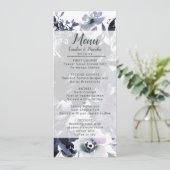 Nachtelijk Bloemen Navy Blauw Chic Waterverf Diner Menu (Staand voorkant)