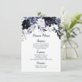 Nachtelijk Bloemen Navy Blauw Chic Waterverf Diner Menu (Staand voorkant)