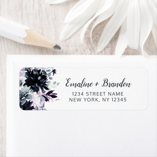 Nachtelijk Bloemen Stoffig Blauw Bruiloft Retourad Etiket (Insitu)