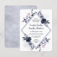 Nachtelijk Bloemen Stoffig Blauw Diamant Bruiloft