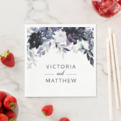 Nachtelijk Bloemengrens Bruiloft Monogram Diner Servet (Insitu)