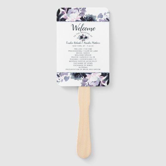 Nachtelijk Bloemenmarine huwelijksceremonie progra Handwaaier (Voorkant)