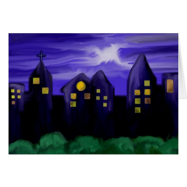 Nachtelijk hemelgeschilderd wenskaart (Voorkant Horizontaal)