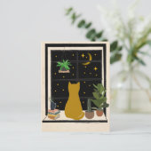 nachtelijk Kat Briefkaart (Staand voorkant)