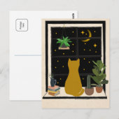 nachtelijk Kat Briefkaart (Voorkant / Achterkant)
