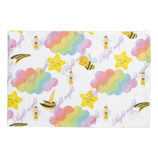 Nachtelijk kussen hoesje met leuke kinder elemente kussensloop (Achterkant)