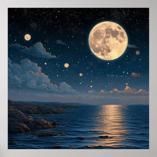 Nachtelijk scène poster (Voorkant)