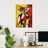 Nachtelijk Signaal  Hedendaagse Abstracte Expressi Poster (Thuiskantoor)