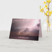 Nachtelijk Storm bij Zee Bliksemnotitie / Wenskaar Kaart (Gele Bloem)