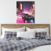 Nachtelijk straatracen in Vibrant City Canvas Afdruk (Insitu (Slaapkamer))