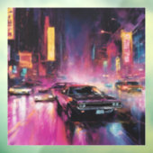 Nachtelijk straatracen in Vibrant City Raamsticker (Vel 3)