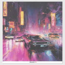Nachtelijk straatracen in Vibrant City Sticker