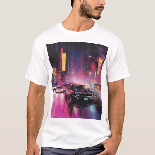 Nachtelijk straatracen in Vibrant City T-shirt (Voorkant)