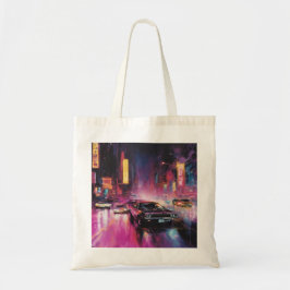 Nachtelijk straatracen in Vibrant City Tote Bag