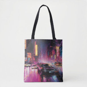 Nachtelijk straatracen in Vibrant City Tote Bag