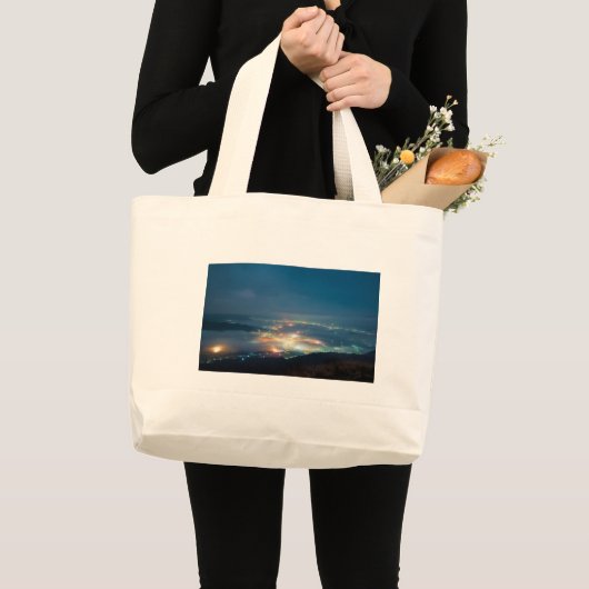 Nachtelijk Uitzicht Aso Night Zee Clouds Japan Kum Grote Tote Bag (Voorkant (product))