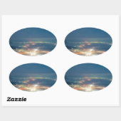 Nachtelijk Uitzicht Aso Night Zee Clouds Japan Kum Ovale Sticker (Vel)