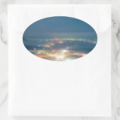 Nachtelijk Uitzicht Aso Night Zee Clouds Japan Kum Ovale Sticker (Tas)