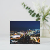Nachtelijk uitzicht in Malaga, Spanje Briefkaart (Staand voorkant)