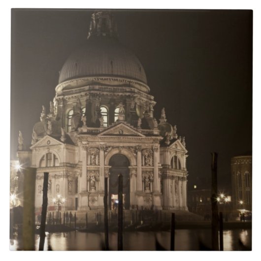 Nachtelijk uitzicht over het water van San Giorgio Tegeltje (Voorkant)