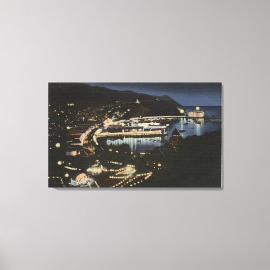 Nachtelijk Uitzicht van Avalon Bay Canvas Afdruk (Voorkant)