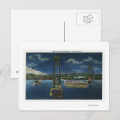 Nachtelijk Uitzicht van de Midden-Hudson-verkeersb Briefkaart (Voorkant / Achterkant)