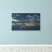 Nachtelijk Uitzicht van de Midden-Hudson-verkeersb Canvas Afdruk (Insitu (Houten vloer))