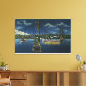 Nachtelijk Uitzicht van de Midden-Hudson-verkeersb Canvas Afdruk (Insitu (Woonkamer))