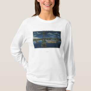 Nachtelijk Uitzicht van de Midden-Hudson-verkeersb T-shirt