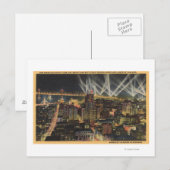 Nachtelijk Uitzicht van de stad, Brug, Zoeklichten Briefkaart (Voorkant / Achterkant)