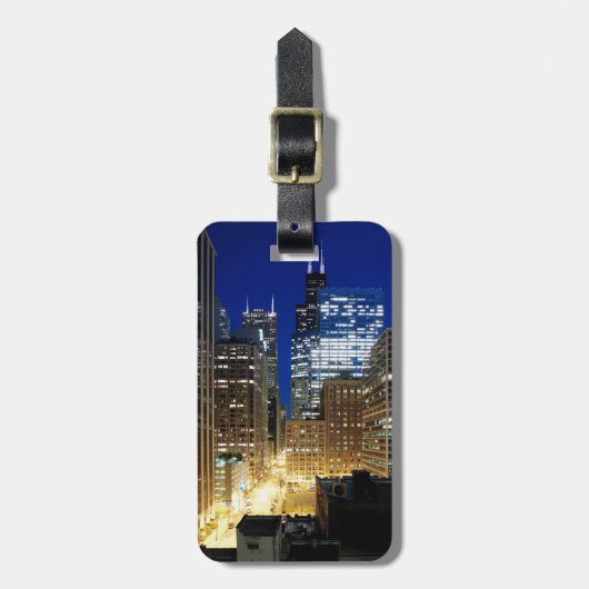 Nachtelijk uitzicht van de stad Chicago Bagagelabel (Voorkant verticaal)