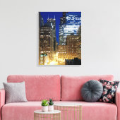 Nachtelijk uitzicht van de stad Chicago Canvas Afdruk (Insitu (Woonkamer))