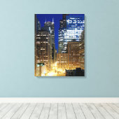 Nachtelijk uitzicht van de stad Chicago Canvas Afdruk (Insitu (Houten vloer))