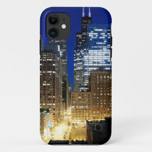 Nachtelijk uitzicht van de stad Chicago iPhone 11 Hoesje