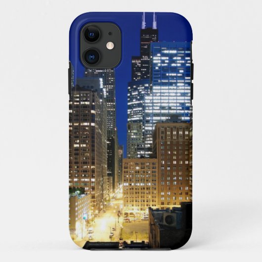 Nachtelijk uitzicht van de stad Chicago Case-Mate iPhone Case (Achterkant)