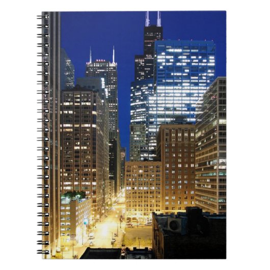 Nachtelijk uitzicht van de stad Chicago Notitieboek (Voorkant)