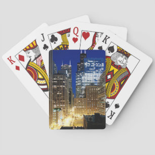 Nachtelijk uitzicht van de stad Chicago Pokerkaarten