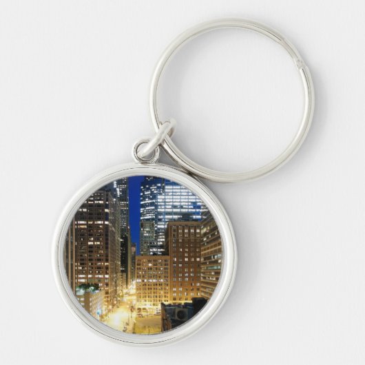 Nachtelijk uitzicht van de stad Chicago Sleutelhanger (Voorkant)