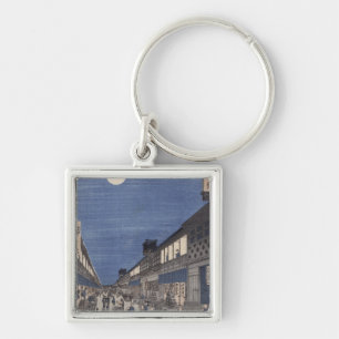 Nachtelijk uitzicht van Saruwaka Street Sleutelhanger