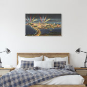 Nachtelijk Uitzicht van Treasure Island, Internati Canvas Afdruk (Insitu (Slaapkamer))