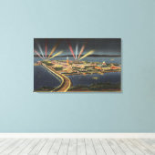 Nachtelijk Uitzicht van Treasure Island, Internati Canvas Afdruk (Insitu (Houten vloer))