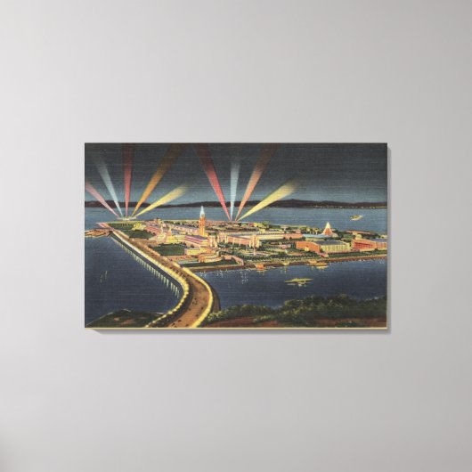 Nachtelijk Uitzicht van Treasure Island, Internati Canvas Afdruk (Voorkant)