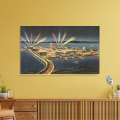 Nachtelijk Uitzicht van Treasure Island, Internati Canvas Afdruk (Insitu (Woonkamer))