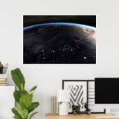 Nachtelijk ver Noord-Europa Poster (Thuiskantoor)