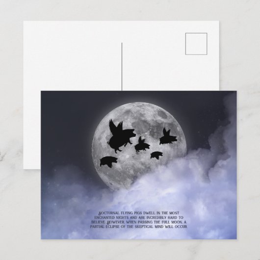 Nachtelijk vliegende varkens briefkaart (Voorkant / Achterkant)