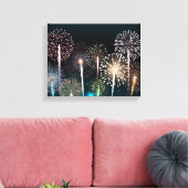 Nachtelijk vuurwerk canvas afdruk (Insitu (Woonkamer))